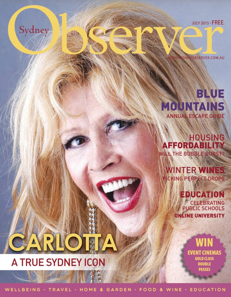 Sydney Observer July 2015 cover with Carlotta