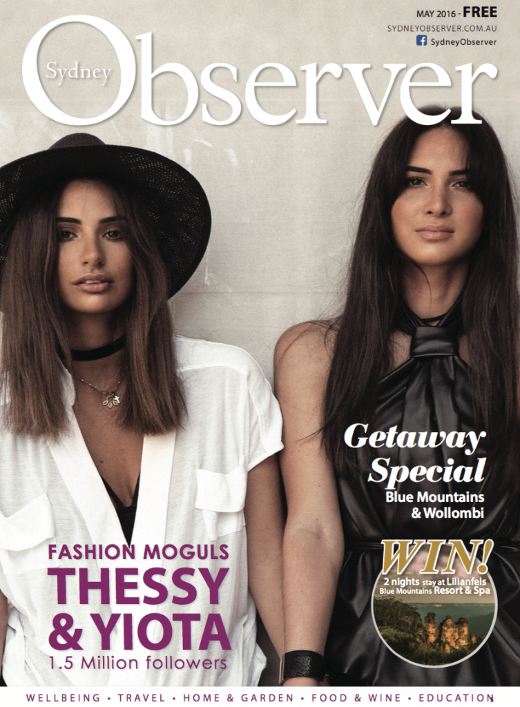 Sydney Observer May 2016 cover, with fashionists Tessy and Yiota