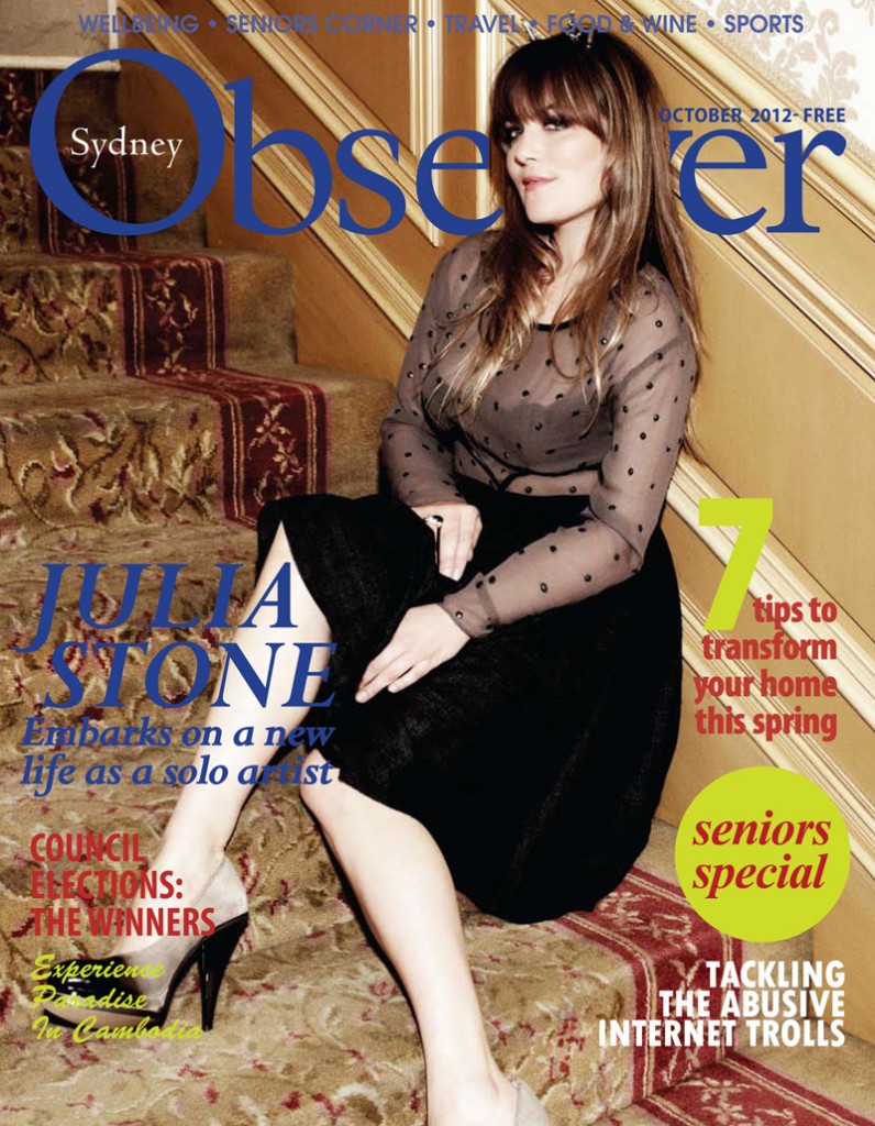 Sydney Observer October 2012 cover issue with Julia Stone.