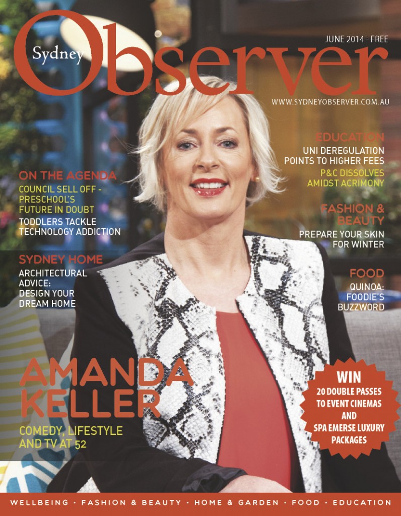 Sydney Observer June 2014 cover with Amanda Keller