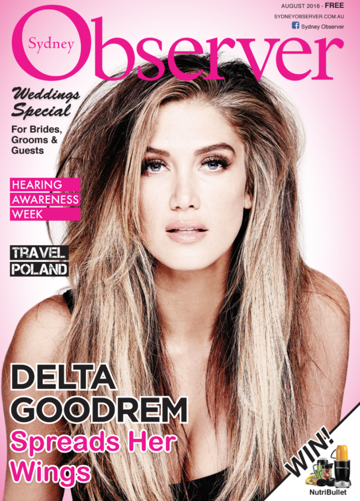 Sydney Observer August 2016 cover with Delta Goodrem