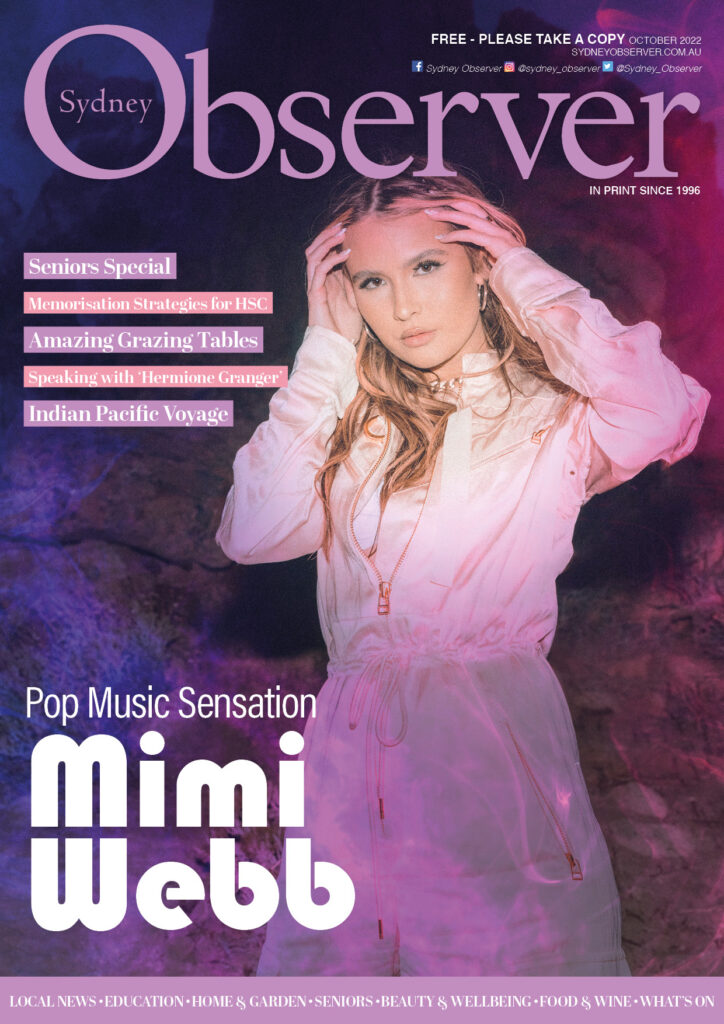 Sydney Observer October cover with pop music sensation Mimi Webb.