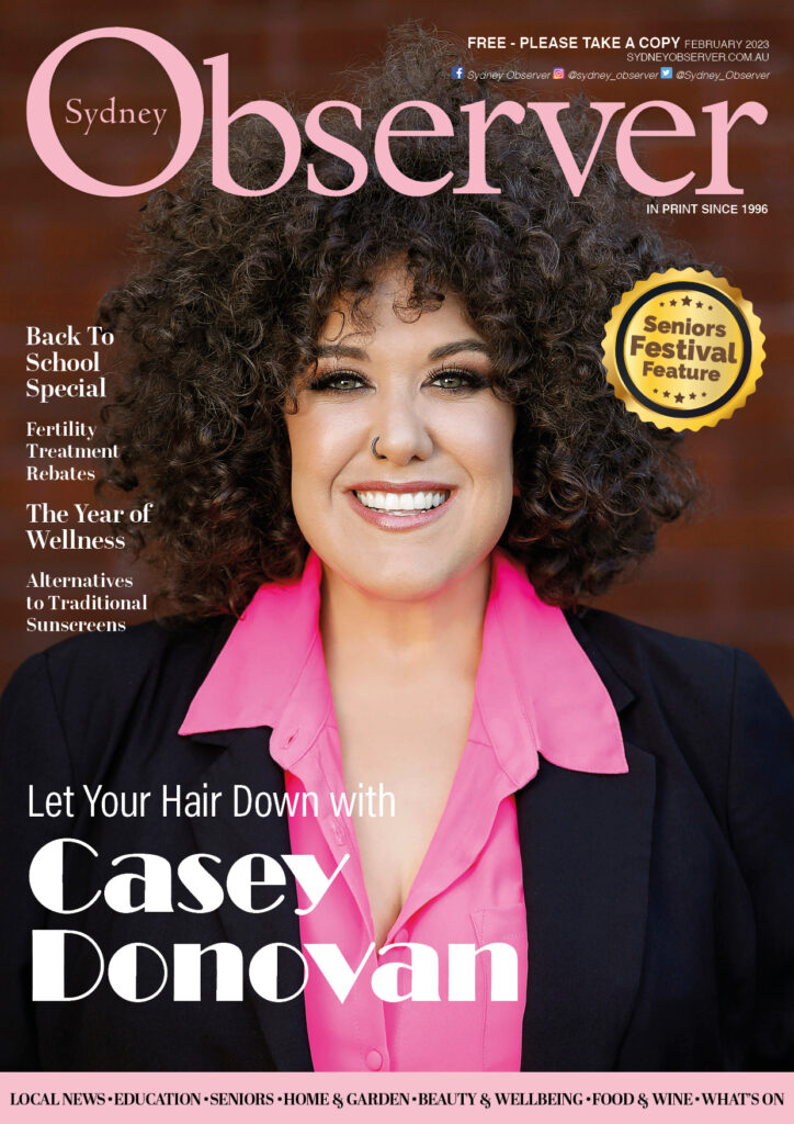 Sydney Observer February 2023 cover with Casey Donovan.